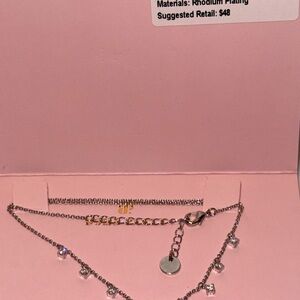 Chic Silver Necklace with Crystal Charms